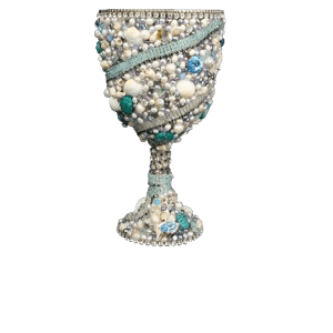 B.B.SIMON CUP-500 Aquamarine Swarovski Crystal Silver Wine Glasses