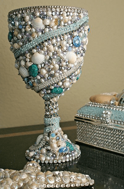 B.B.SIMON CUP-500 Aquamarine Swarovski Crystal Silver Wine Glasses - Image 2