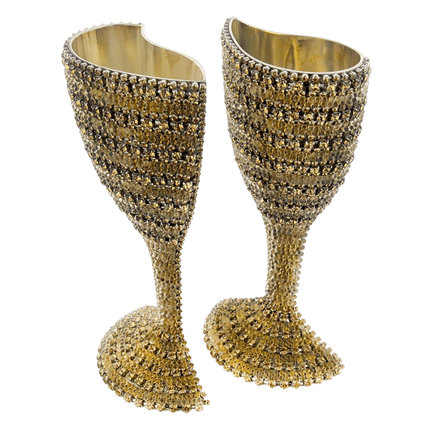 B.B.SIMON CUP-510 Gold Swarovski Crystal Wine Glass - Image 3