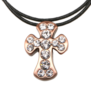Rounded Cross Necklace - Clear