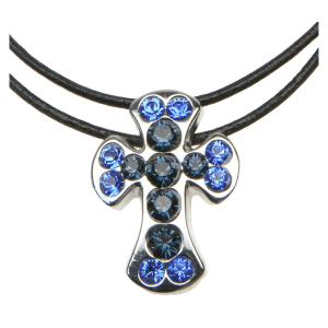 Rounded Cross Necklace - Sapphire & Navy