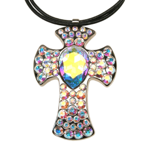 XL Rounded Cross Necklace - AB