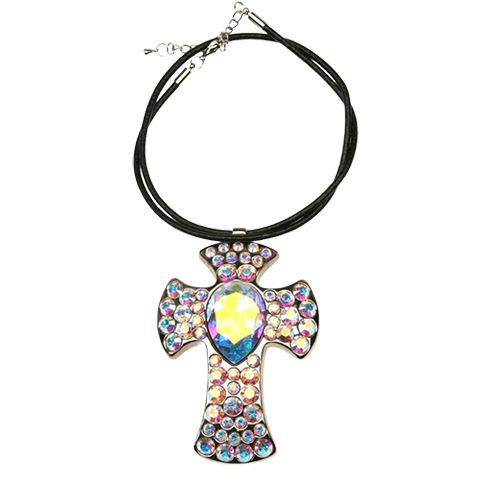 XL Rounded Cross Necklace - AB - Image 2