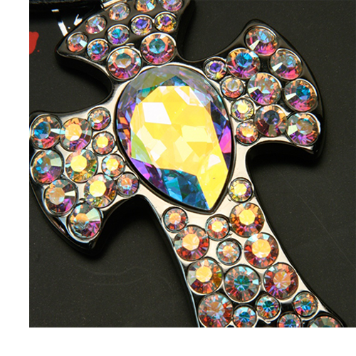 XL Rounded Cross Necklace - AB - Image 3