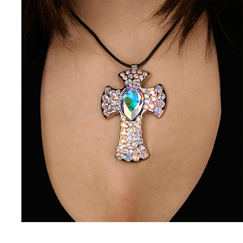 XL Rounded Cross Necklace - AB - Image 4