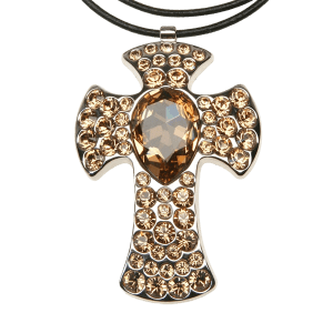 XL Rounded Cross Necklace - Light Colorado