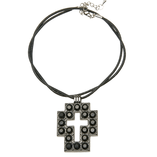 Square Cross Necklace - Jet - Image 2