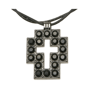 Square Cross Necklace - Jet