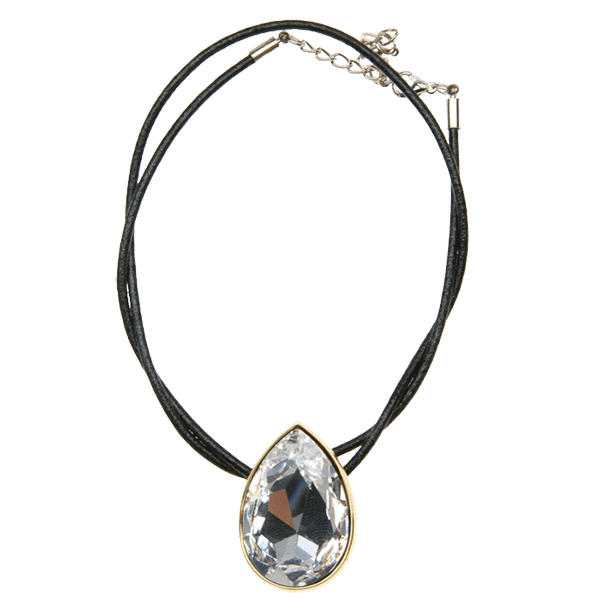 Pear Crystal Necklace - Clear - Image 2