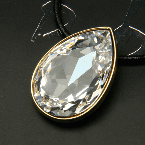 Pear Crystal Necklace - Clear - Image 3