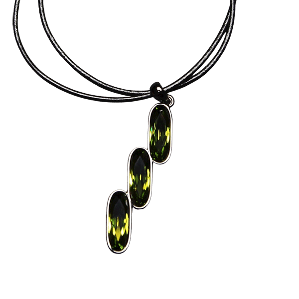 Triple Stack Oval Necklace - Olivine