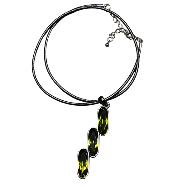 Triple Stack Oval Necklace - Olivine - Image 2