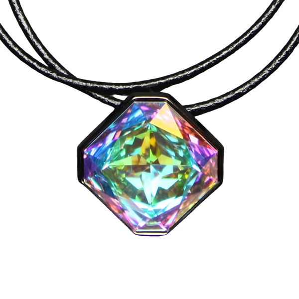 Diagonal Rounded Square Necklace - AB