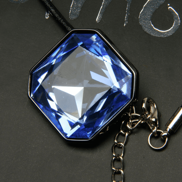Diagonal Rounded Square Necklace - Light Sapphire - Image 3