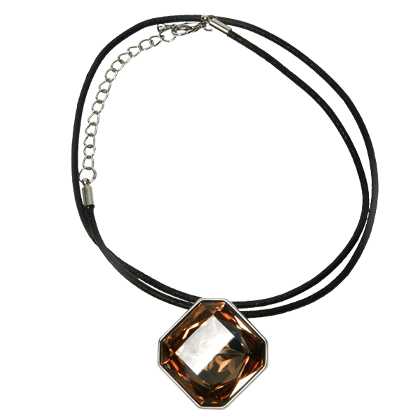 Diagonal Rounded Square Necklace - Light Colorao - Image 2