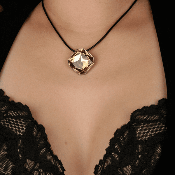 Diagonal Rounded Square Necklace - Light Colorao - Image 3