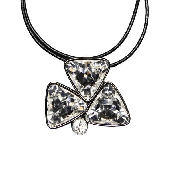Trifecta Necklace - Clear/Black Finish