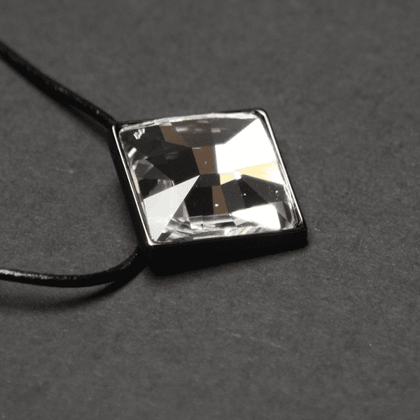 Diagonal Square Necklace - Clear - Image 3