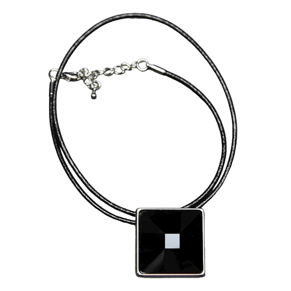 Diagonal Square Necklace - Black - Image 2