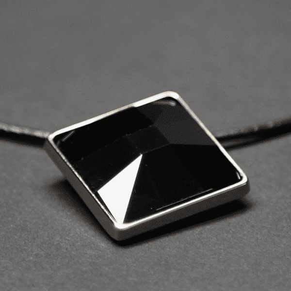 Diagonal Square Necklace - Black - Image 3