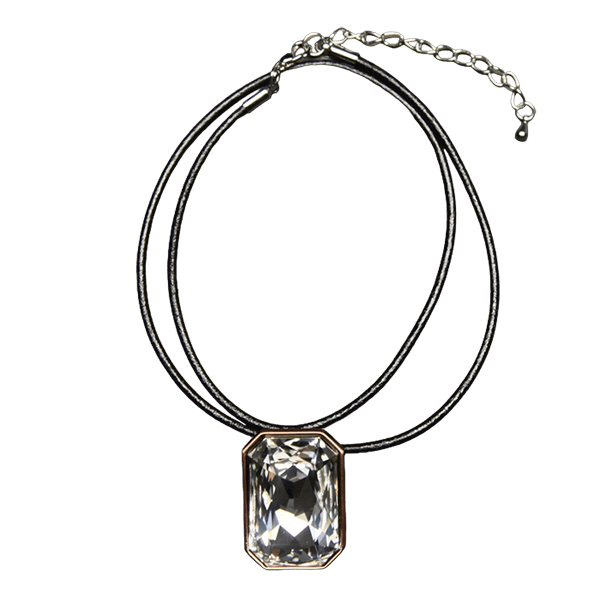 Emerald Cut Necklace - Clear - Image 2