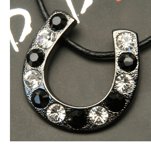 Horseshoe Necklace - Clear & Jet - Image 3