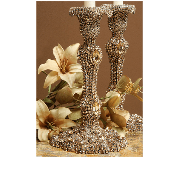 CDH-223-GOLD bb Simon Swarovski crystal Candle holder - Image 4