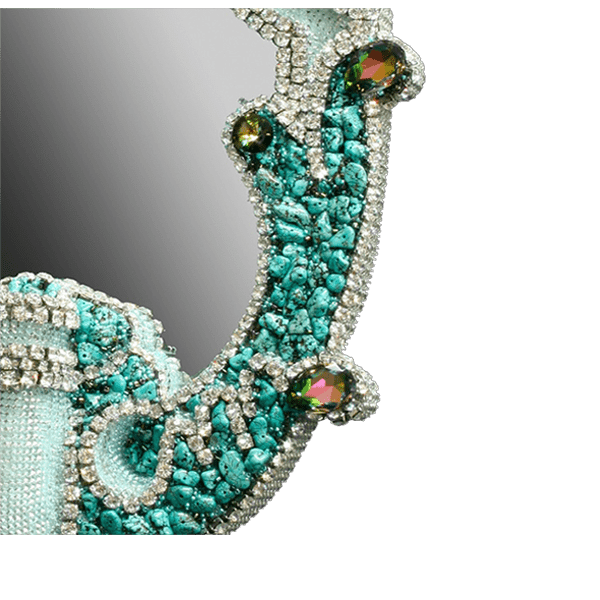M-208 BB Simon Clear Turquoise Jeweled Mirror - Image 3