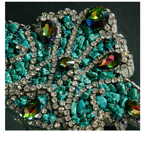 M-208 BB Simon Clear Turquoise Jeweled Mirror - Image 4