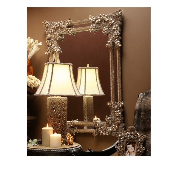 M-401-GOLD BB Simon Delicate Jeweled Gold Wall Mirror - Image 6