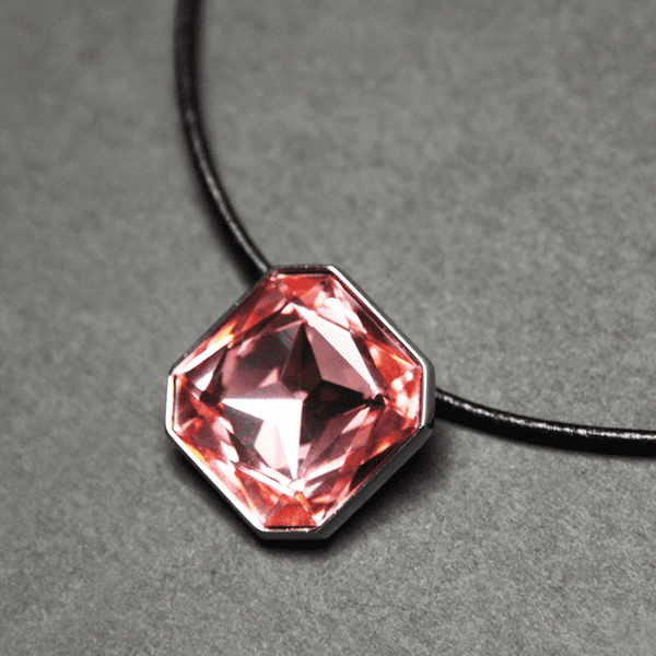 Diagonal Rounded Square Necklace - Rose - Image 3