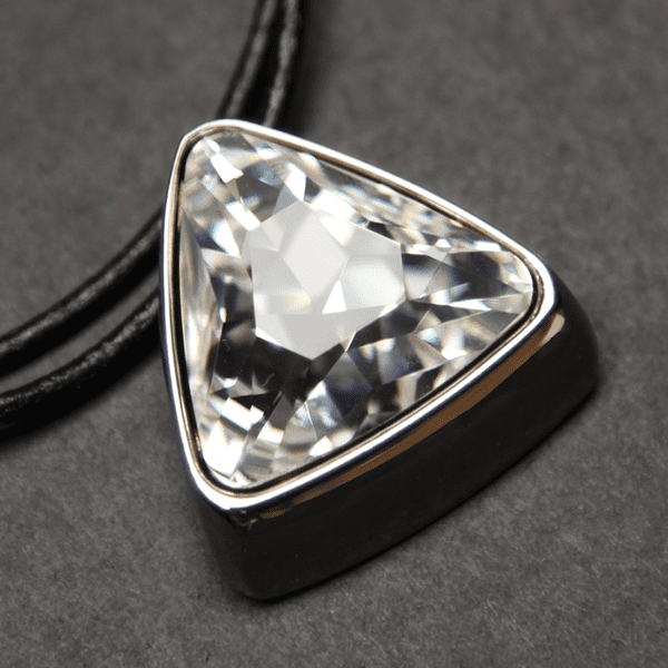 Triangle Crystal Necklace - Clear - Image 3
