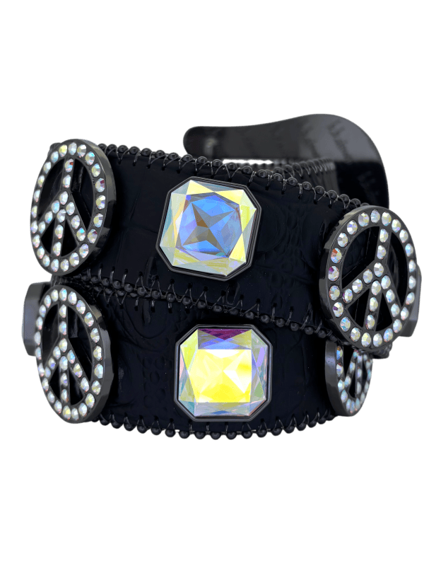 BBSIMON ITALIAN LEATHER BELT WHIT SWAROVSKI CLEAR CRYSTAL display picture 3