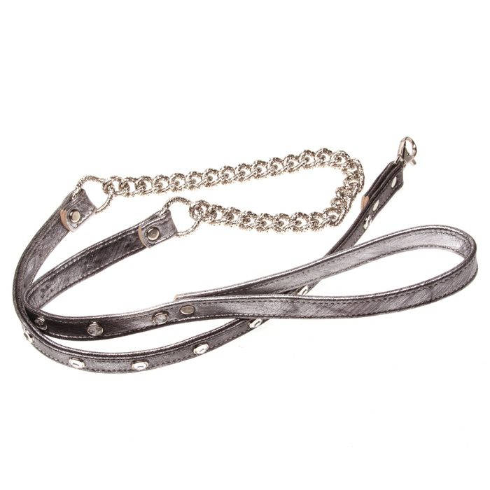 LEASH Apollo Black Leather Swarovski Dog Harness