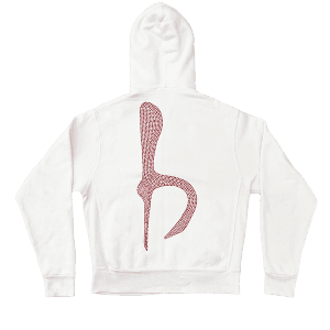 Lowercase 'b' Zip Up Logo Hoodie - White/Red