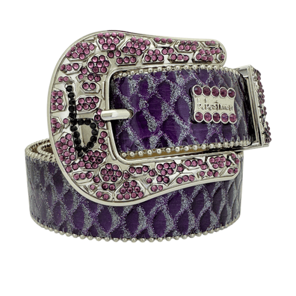 bb Simon Swarovski Crystals Italian Leather Belts Made in USA display picture 1