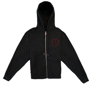Emblem Zip Up Hoodie - Black/Red