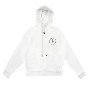 Emblem Zip Up Hoodie - White/Black