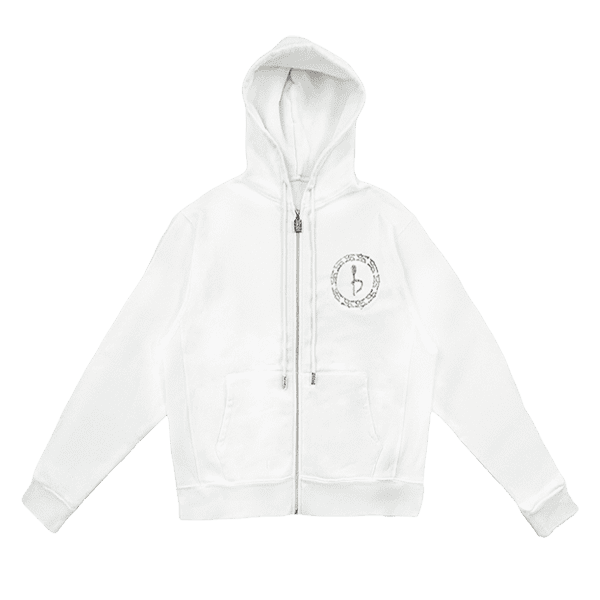 Emblem Zip Up Hoodie - White/Hematite