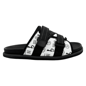 BB Pattern Strapped Slides - White
