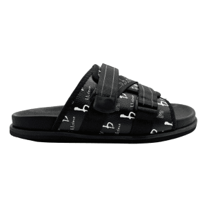 BB Pattern Strapped Slides - Black