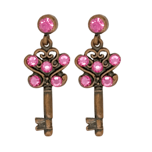 Key Earrings Copper Pink