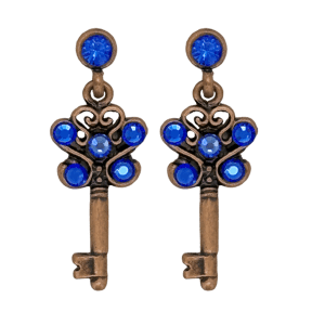 Key Earrings Copper Sapphire