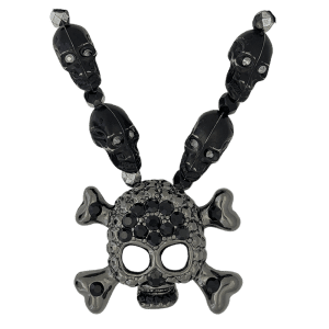 Skull N Crossbones Nightmare Necklace - Black/Jet