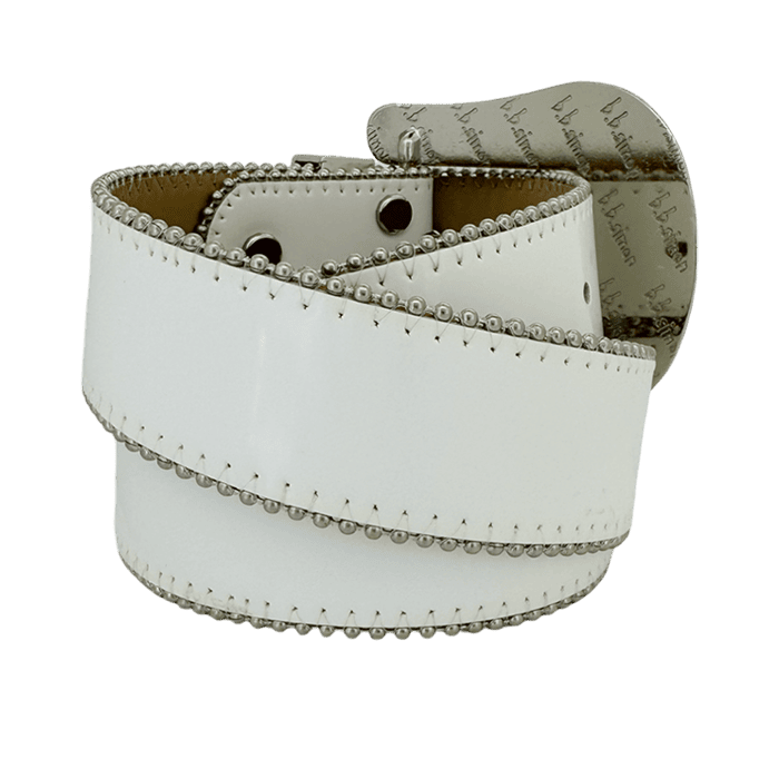 B.B. Simon White Leather Belt with Blue Crystal Buckle Classic White Blue Sapphire - B.B. Simon® main image 4