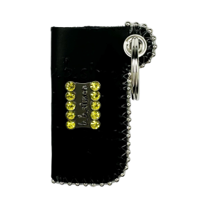 Retractable Lighter Holder - Embossed Black BB Pattern/Yellow