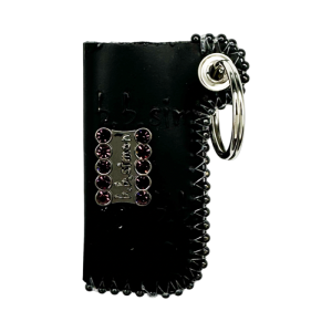 Retractable Lighter Holder - Embossed Black BB Pattern/Purple
