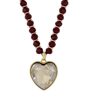 Heart Crystal Necklace –Red/Lt.Colorado-Gold