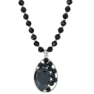 Pear Cluster Necklace –Jet-Silver