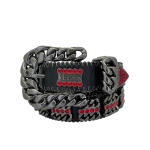Skinny Crystal Curb Chain 360- Black/ Red
